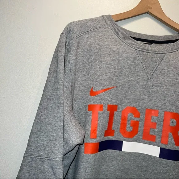 Nike NCAA Clemson Tigers Heavy Crew Neck Sweater Size Medium Grey Cotton - Picture 2 of 7